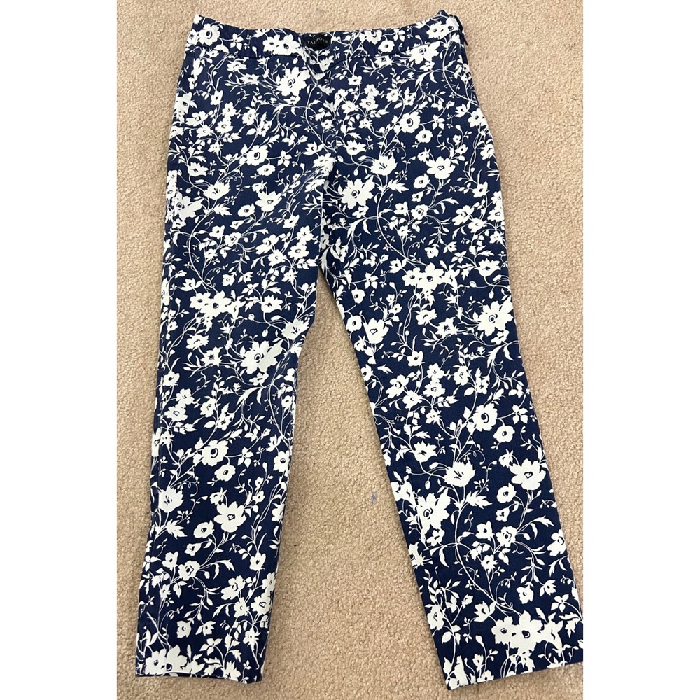 Talbots Navy White Floral Print Cropped Pants‎ Women's Size Unknown